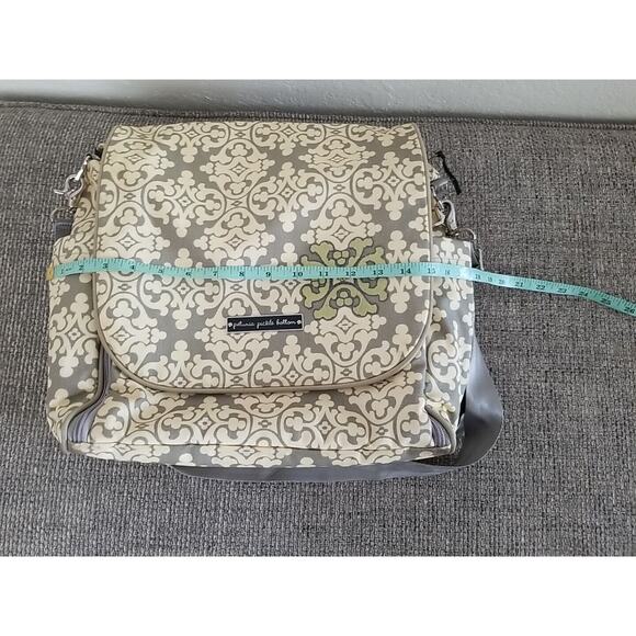 Petunia Pickle Bottom Backpack Shoulder Diaper‎ Bag Gray Light Yellow Green - Picture 15 of 16